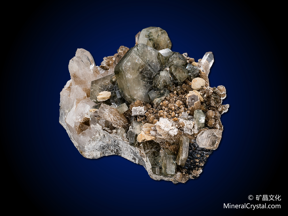 磷灰石、菱铁矿、水晶、白云母